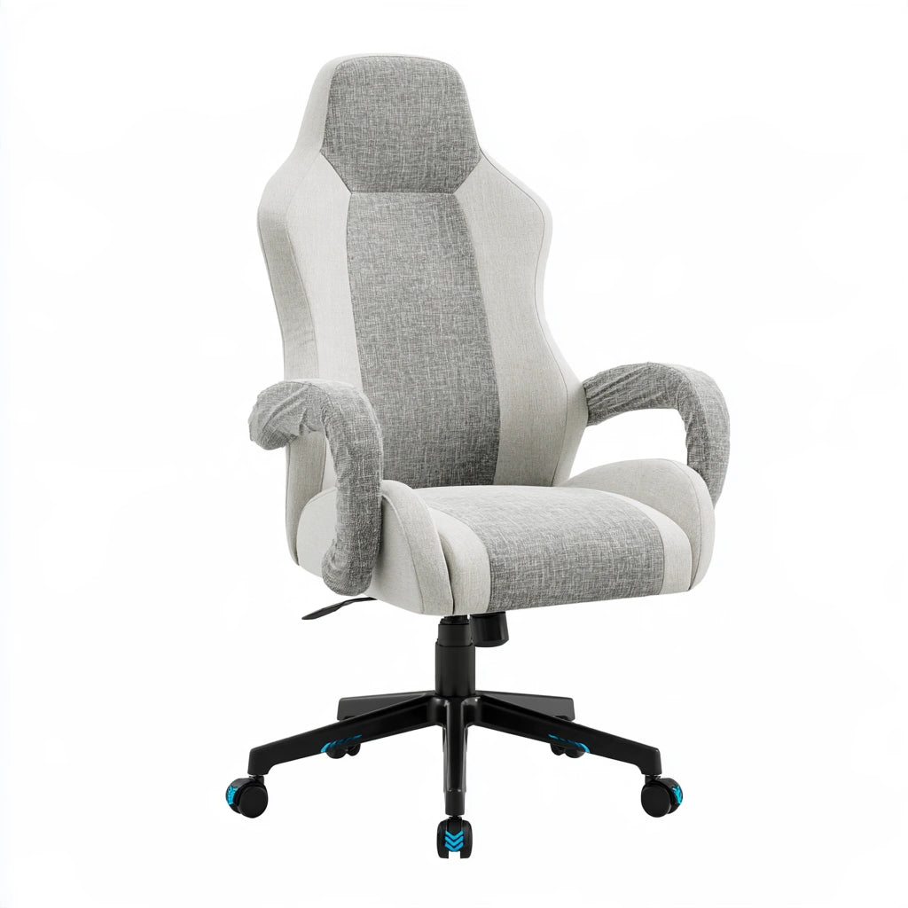 Poltrona ergonomica da gioco dalle linee essenziali con schienale alto, colore grigio