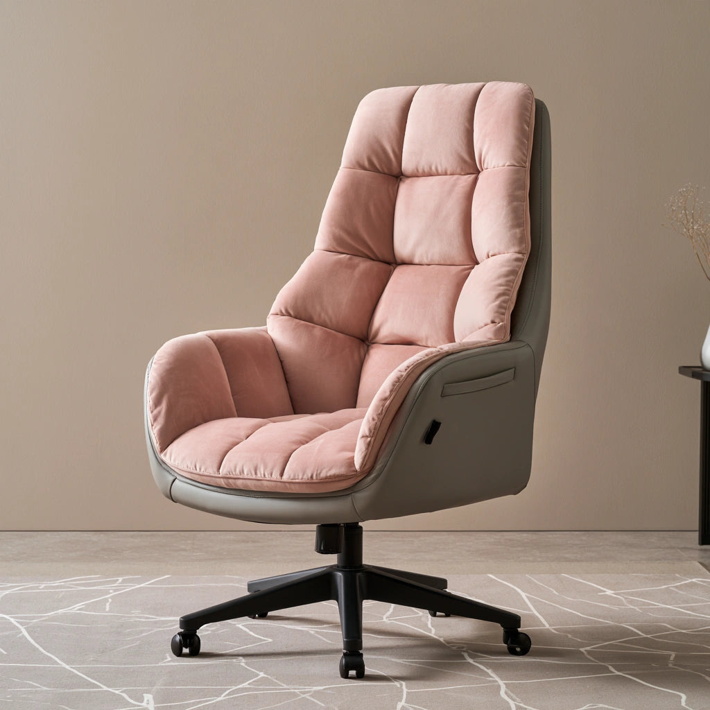 Poltrona ergonomica da ufficio dalle linee essenziali girevole, colore grigio