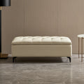 Panca contenitore in pelle, colore crema